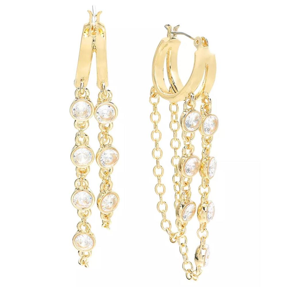 Chain Cubic Zirconia Drop Earrings